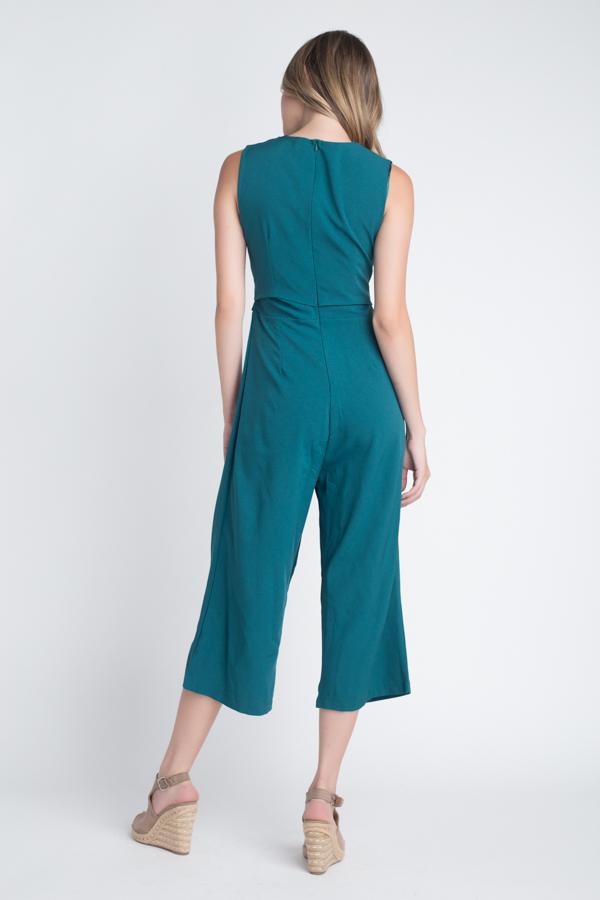 Womens Sleeveless Tie Jumpsuit with Slit 
